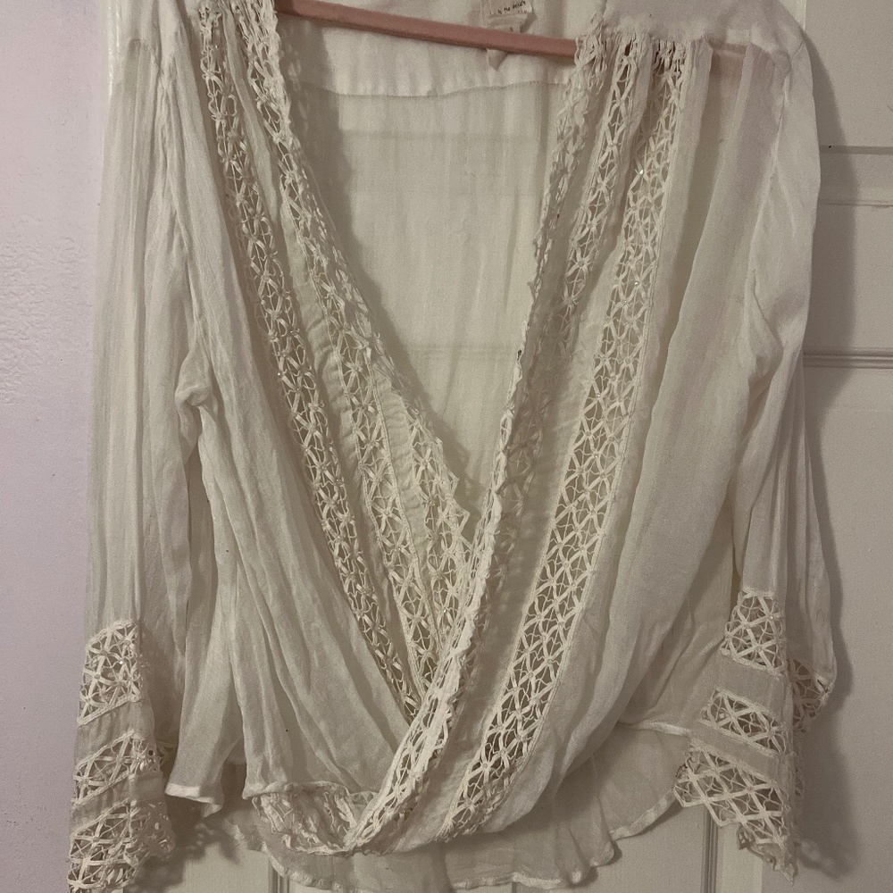 Beautiful cotton crossover blouse with sparkly beads woven throughout